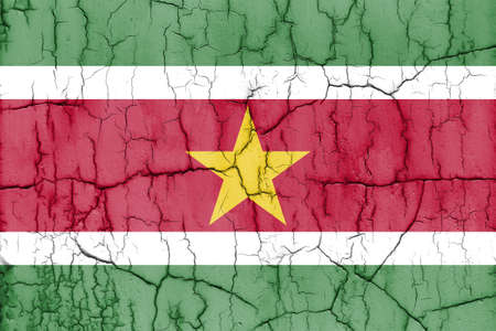 Textured photo of the flag of Suriname with cracks.の写真素材