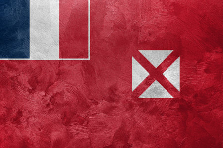 Textured photo of the flag of Wallis and Futuna. Colourful abstract background.の写真素材