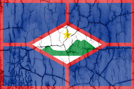 Flag of Sint Eustatius on cracked wall, textured background.の写真素材