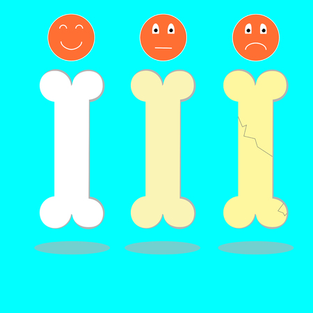 Bones with calcium and happy faces vectorのイラスト素材