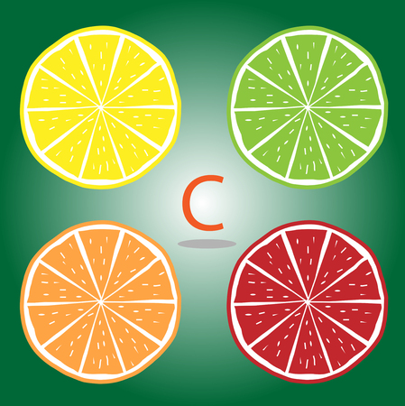 Orange, Lime, Limon, Grenadine Vector Illustrationのイラスト素材