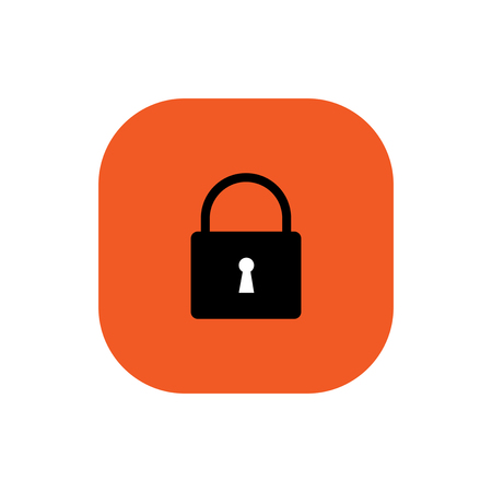 Square orange icon with a padlock. Vector illustration.のイラスト素材