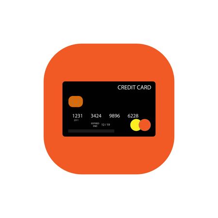 Credit card Square icon orange vector illustrationのイラスト素材