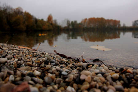 background of a autumnlakeの写真素材