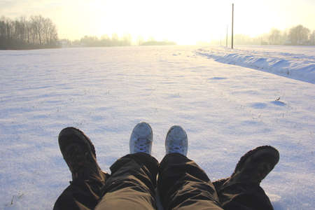 couple in the snowの写真素材