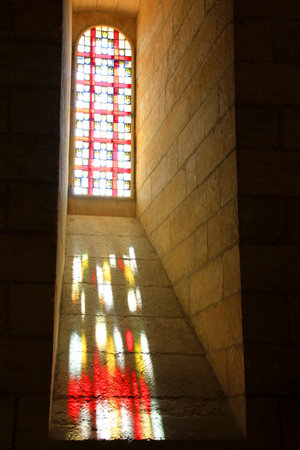 Sunrays reflects the colorful colors of stained glassのeditorial素材