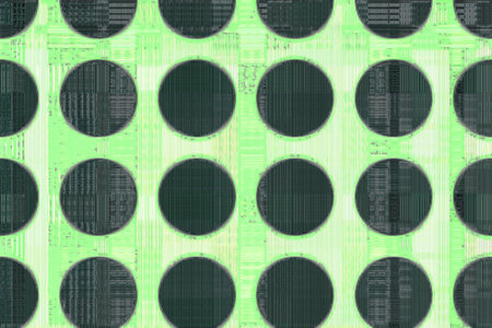Illustration of black polka dots on a green background