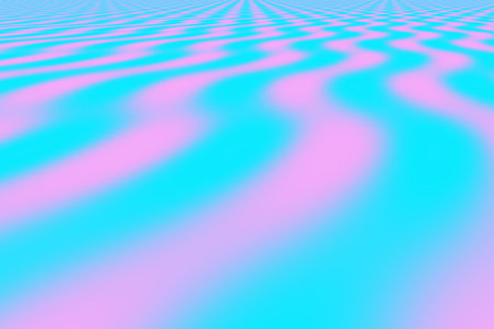 Illustration of cyan and pink perspective waves