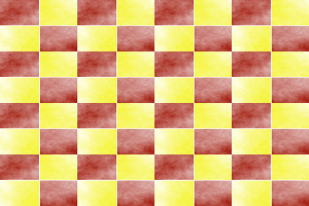 Illustration of an abstract yellow and red chessboard