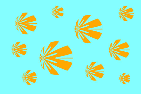 Cyan background with orange flowers