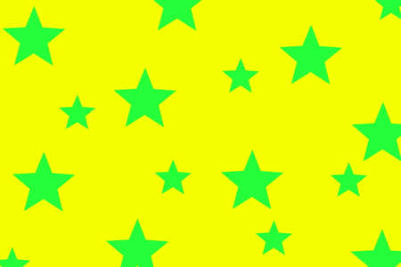 Illustration of green stars on a yellow backgroundの写真素材