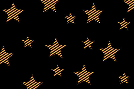 Black background with orange diagonal striped starsの写真素材