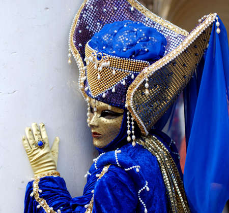 Traditional Venice Carnival mask in San Marco square, Veniceの写真素材