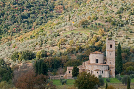 Abbey of Sant'Antimo, Castelnuovo dell'Abate, Tuscany, Italyのeditorial素材