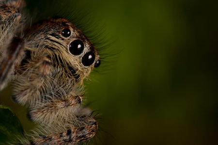 Jumping spider (Philaeus chrysops) female, Italian alps.