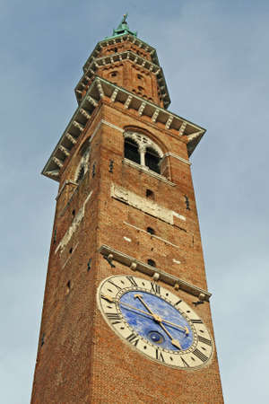 Tower of Basilica Palladiana design by  Andrea Palladio with clockの写真素材