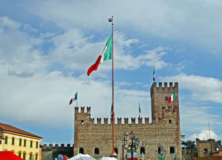 Marostica walls and castle near Vicenza in Italyのeditorial素材