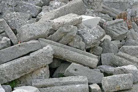 ruins and rubble of a church destroyed by the earthquake of friuli
