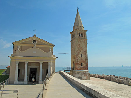 place and bell Tower  in Caorle near  Venezia