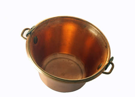 ancient copper saucepan toy with handleの写真素材