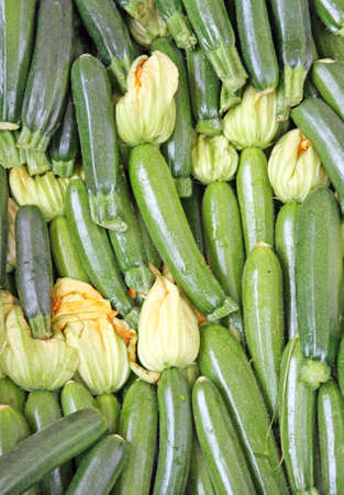 fresh green zucchini in your parts for sale at vegetable marketの写真素材