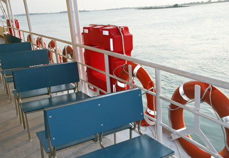 Ferry ship to transport tourists in Venice