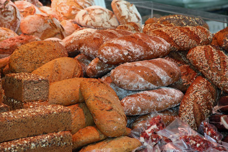 pile of fragrant pieces of whole wheat bread cereal flour product