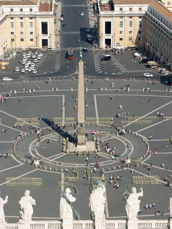 incredible breath taking panoramic view of St. Peter's square in Vatican City with obeliskの写真素材
