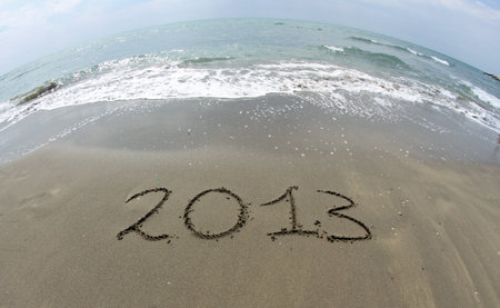 waves of the sea on the beach that mark the end of the year 2