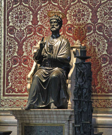 precious bronze statue of St. Peter in the Basilica in Vatican Cityの写真素材