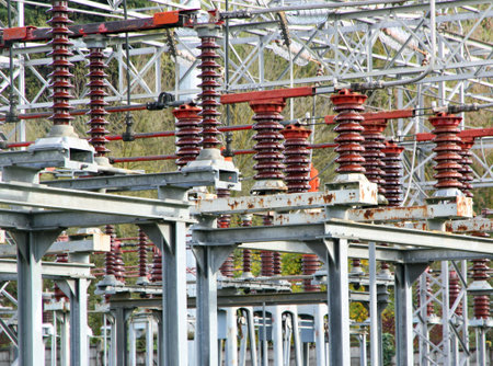 huge electrical switches of a major electricity power station