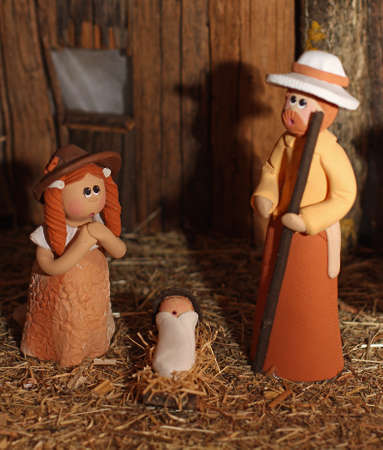 Nativity scene with Holy Family in South American version with cloak 4の写真素材