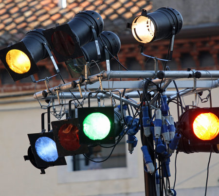 bright lights of a nightclub with colored bulbs of many colors