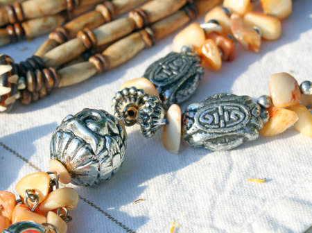 African origin vintage necklace for sale at flea market stallの写真素材