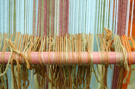 row of colored wool thesis in ancient textiles weaving loom