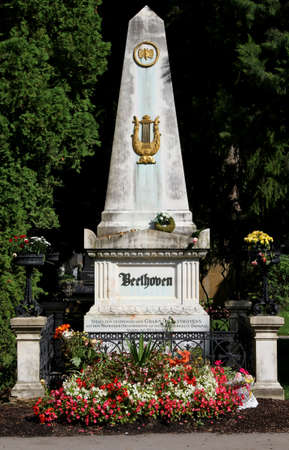 Famous BEETHOVEN's grave in the cemetery of the musicians in VIENNA Austriaの写真素材