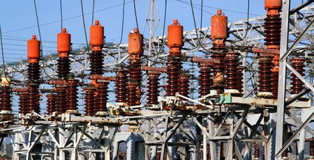 detail of the electrical system of the power plant to produce electricityの写真素材