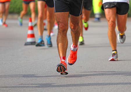 Group of marathon runners during the raceの写真素材