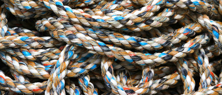 Sturdy hemp rope for fishermen in the harbour area