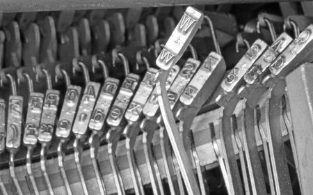 W hammers for writing with an ancient manual typewriter