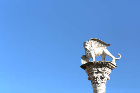 Winged Lion symbol of Venice and blue skyの写真素材