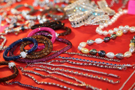 jewelry and accessories for sale in jeweler's bench at exposureの写真素材