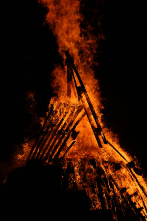 flames of fire during a scary fire of a dwelling