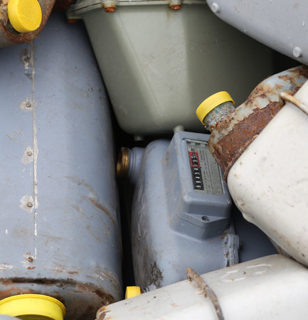 old obsolete gas meters in a landfill of toxic waste special