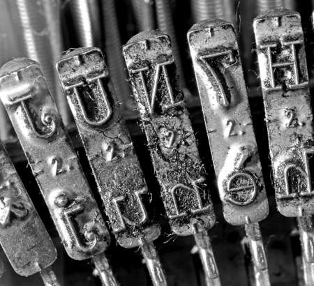 detail of levers of a very old typewriterの写真素材