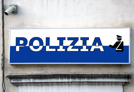 large sign in Italian police station in an Italian town