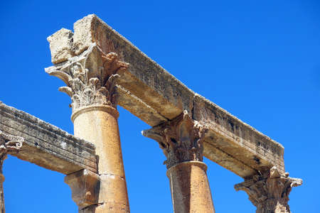 area of the Roman temples in the city of Jerash in Jordanの写真素材