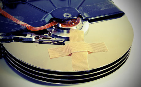 broken hard drives with a band-aid