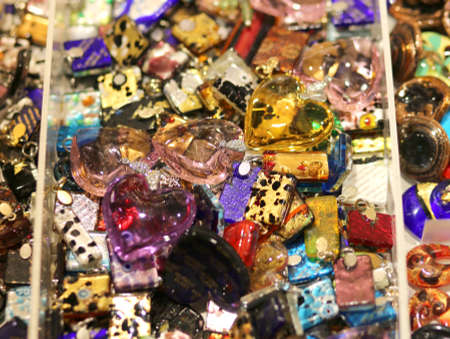 pendant and necklaces in precious murano glass for sale in jewelry storeの写真素材