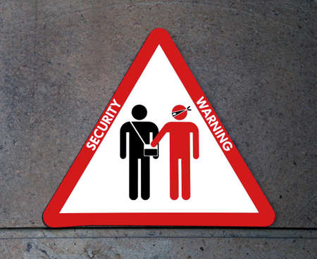 sign of attention to thieves and pickpockets in a stationの写真素材